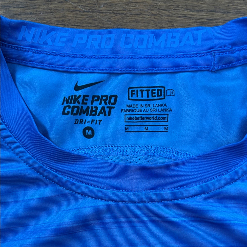 Nike Pro Combat Blue Athletic Shirt - Picture 2 of 4